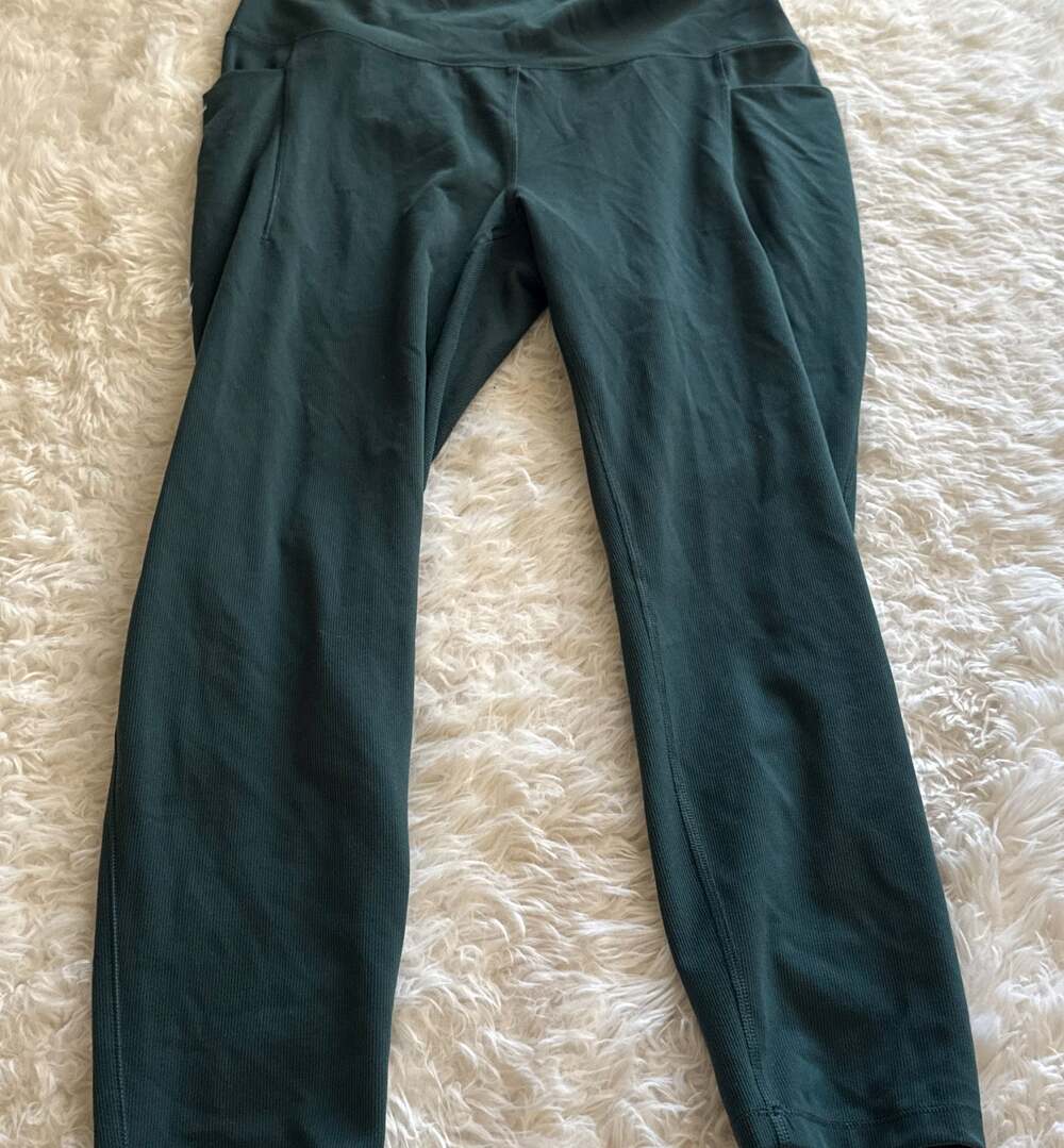 Spyder High-Rise Ribbed Leggings with Pockets‎ Green/Teal XL